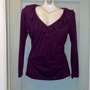 Avon purple ruffled long sleeve top, size M